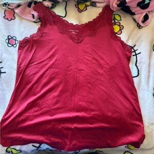 Red lacey top